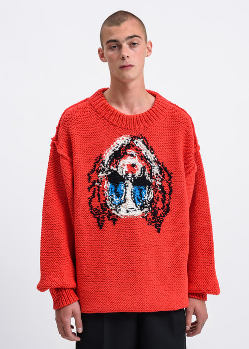 トップス doublet HAND-KNITTING JAQUARD PULLOVER Doublet Hand-knitting Jacquard Sweater - Grey | Garmentory