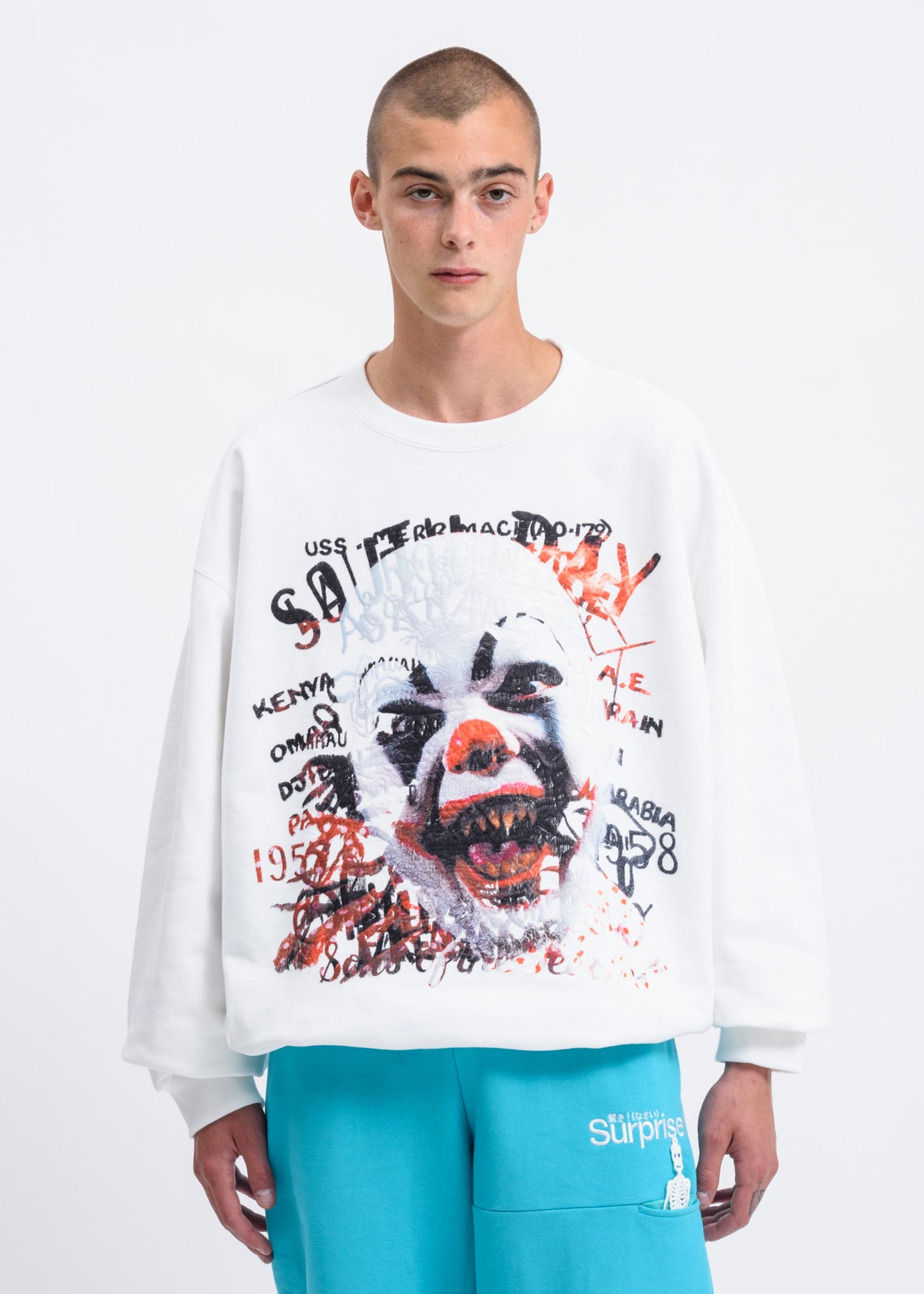 White “Horror” Embroidery Sweatshirt – 017 Shop