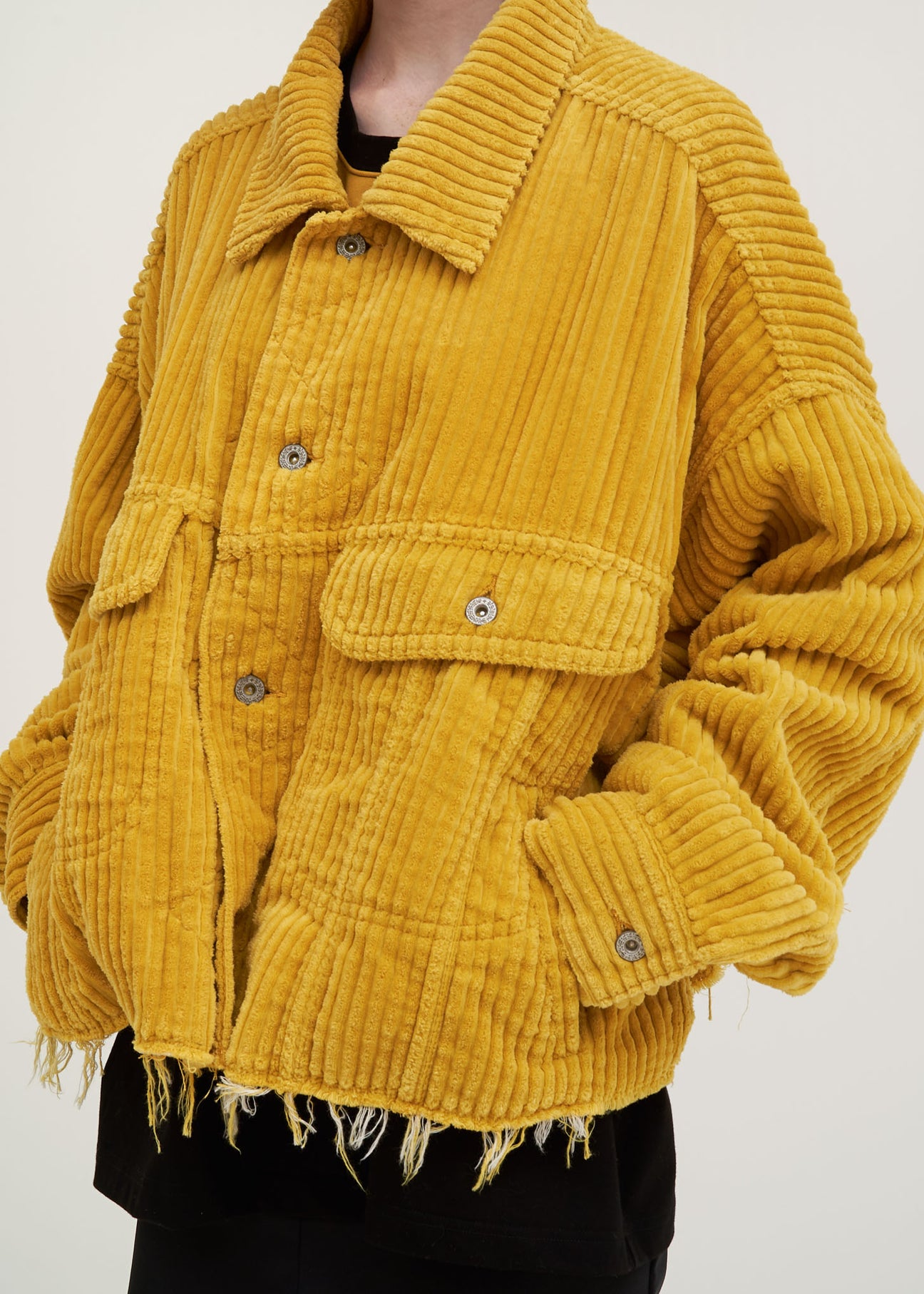 Yellow Cut Off Oversized Corduroy Jacket – 017 Shop