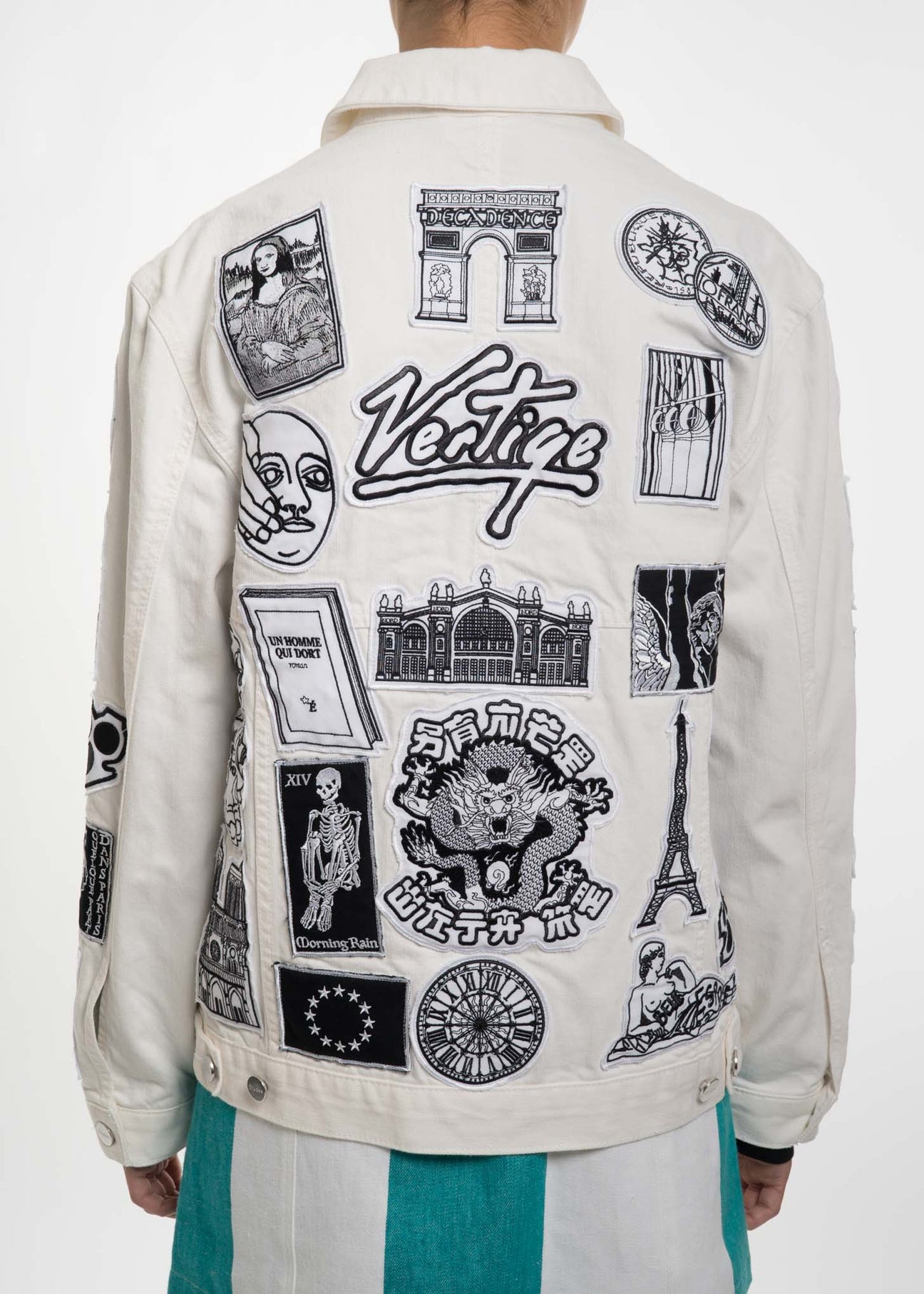 White jean jacket with patches online