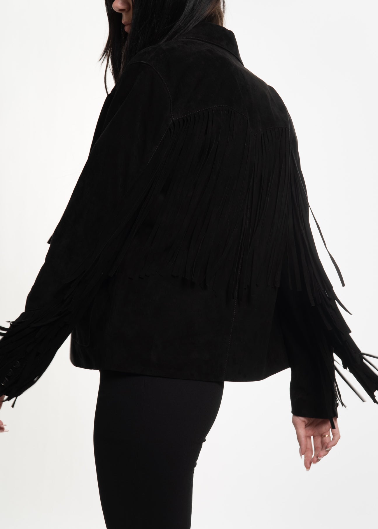 Black Suede Hendrix Fringe Jacket