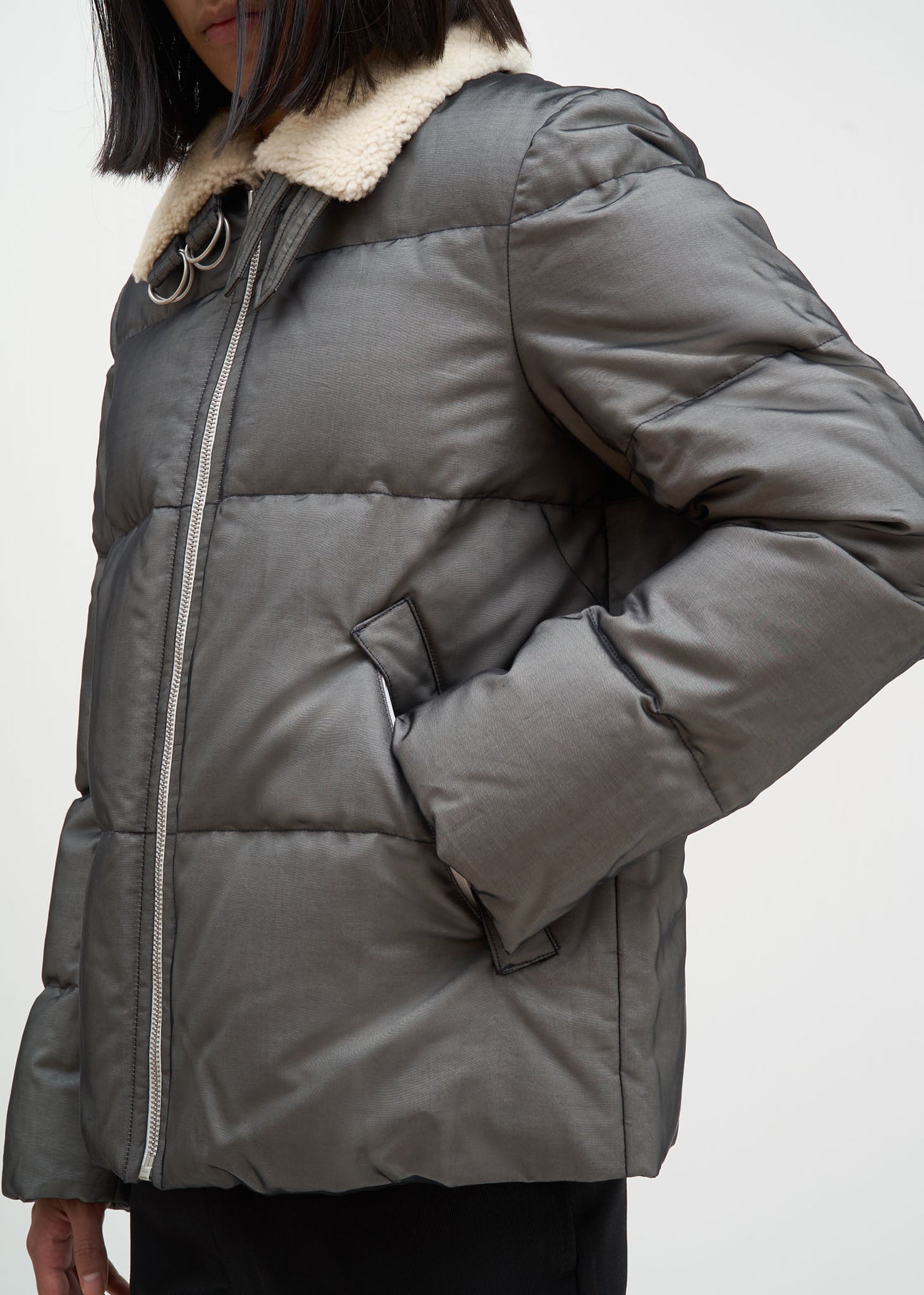 Black Band Zip Silk Puffer 017 Shop