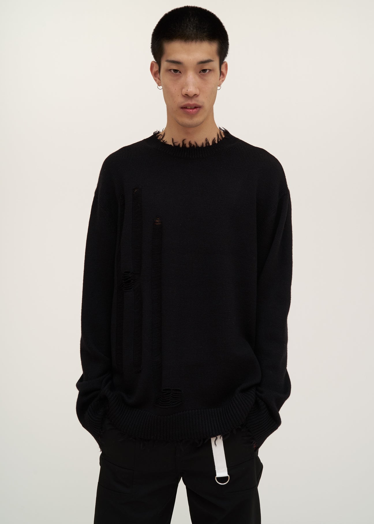 Black distressed sweater clearance