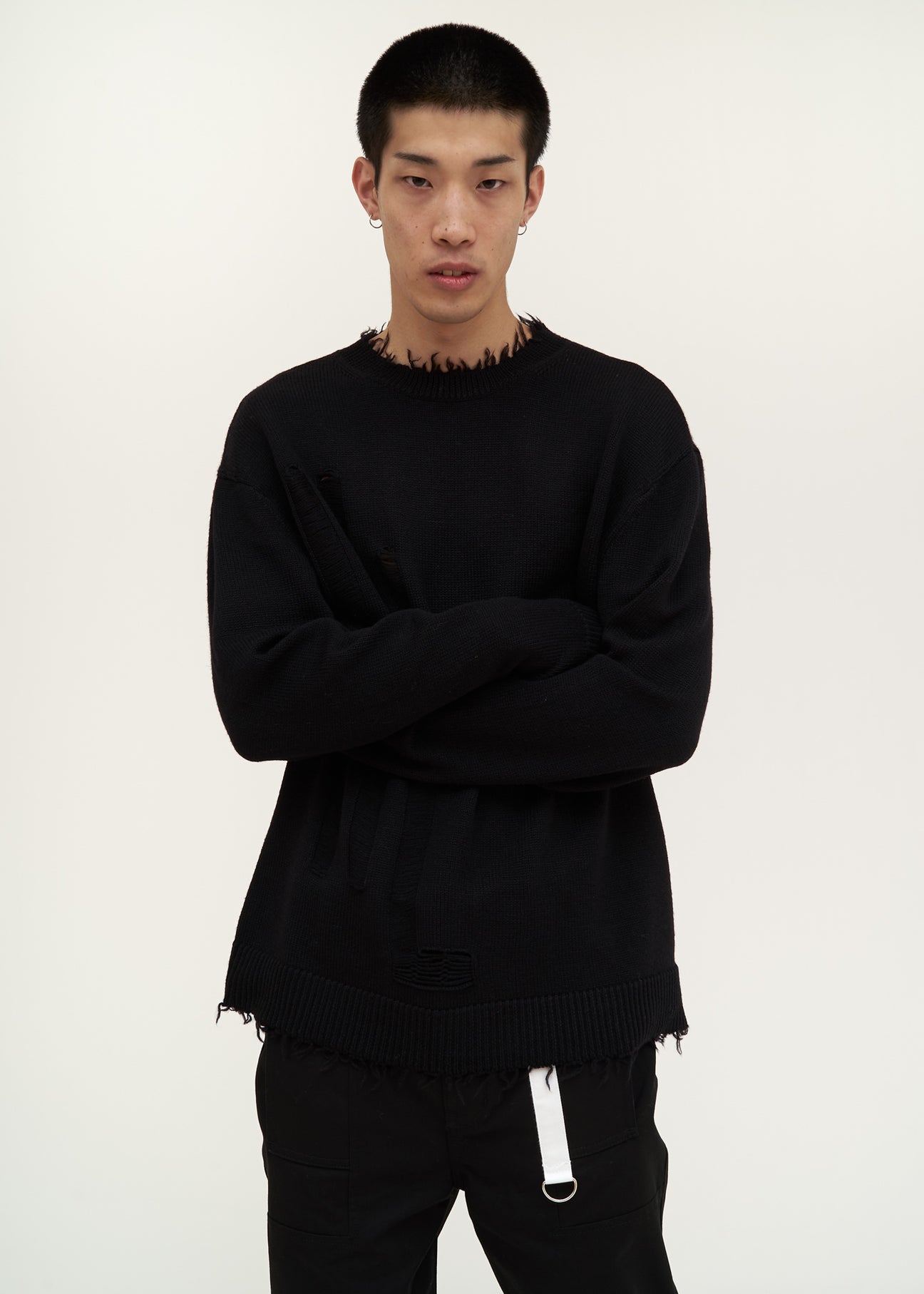 Frayed black sweater on sale