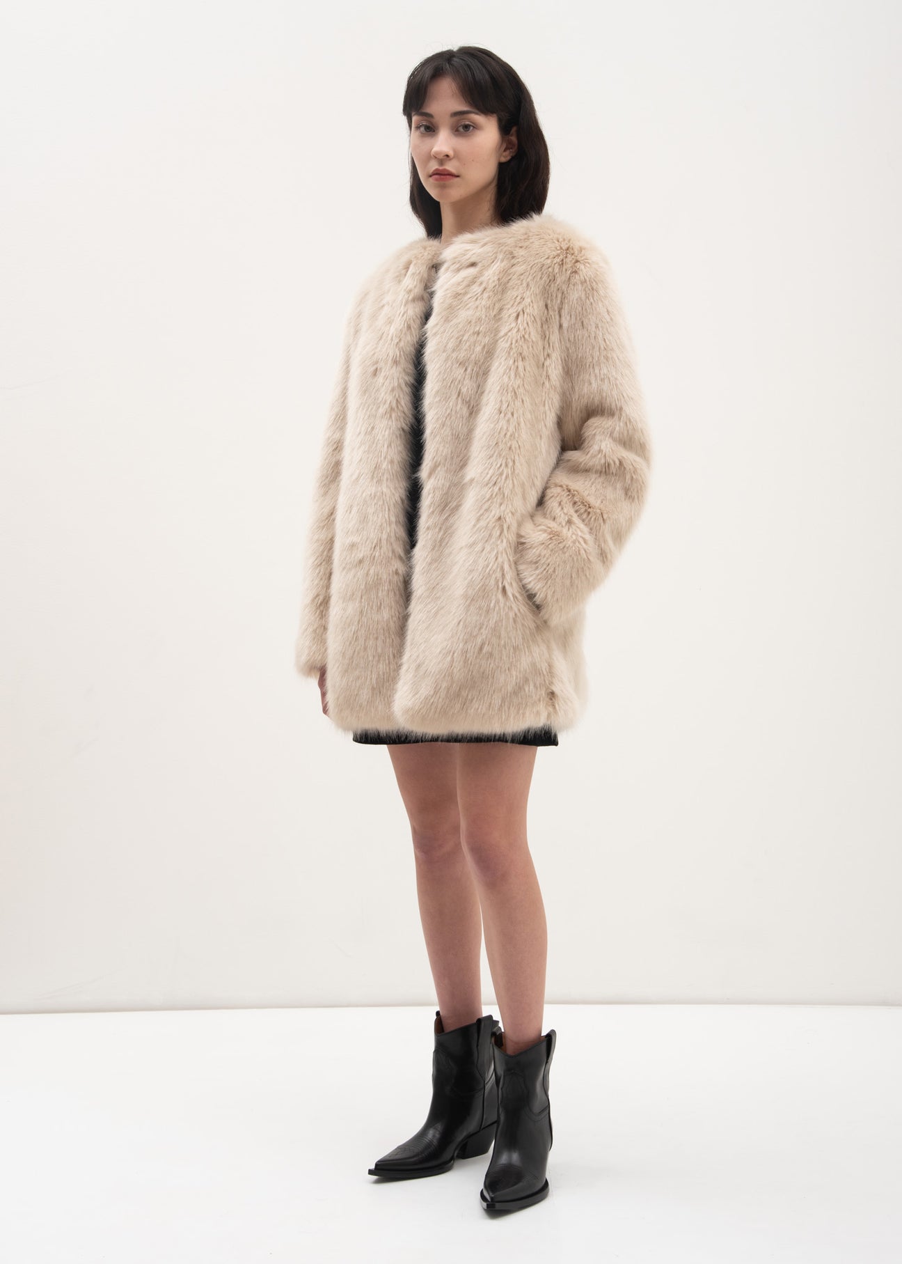 Oatmeal Faux Fur Coat