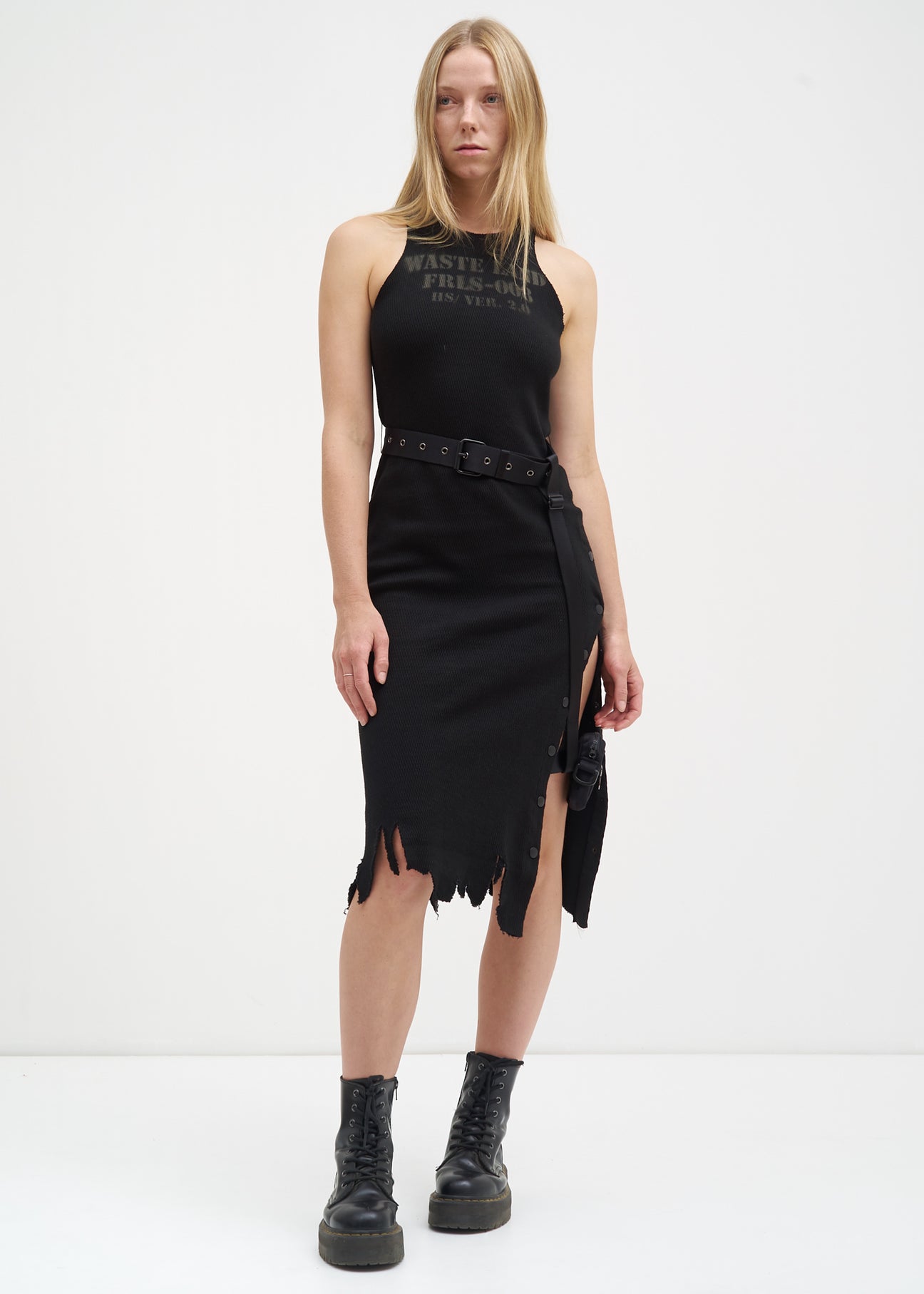 Black Distressed Jersey Dress – 017 Shop
