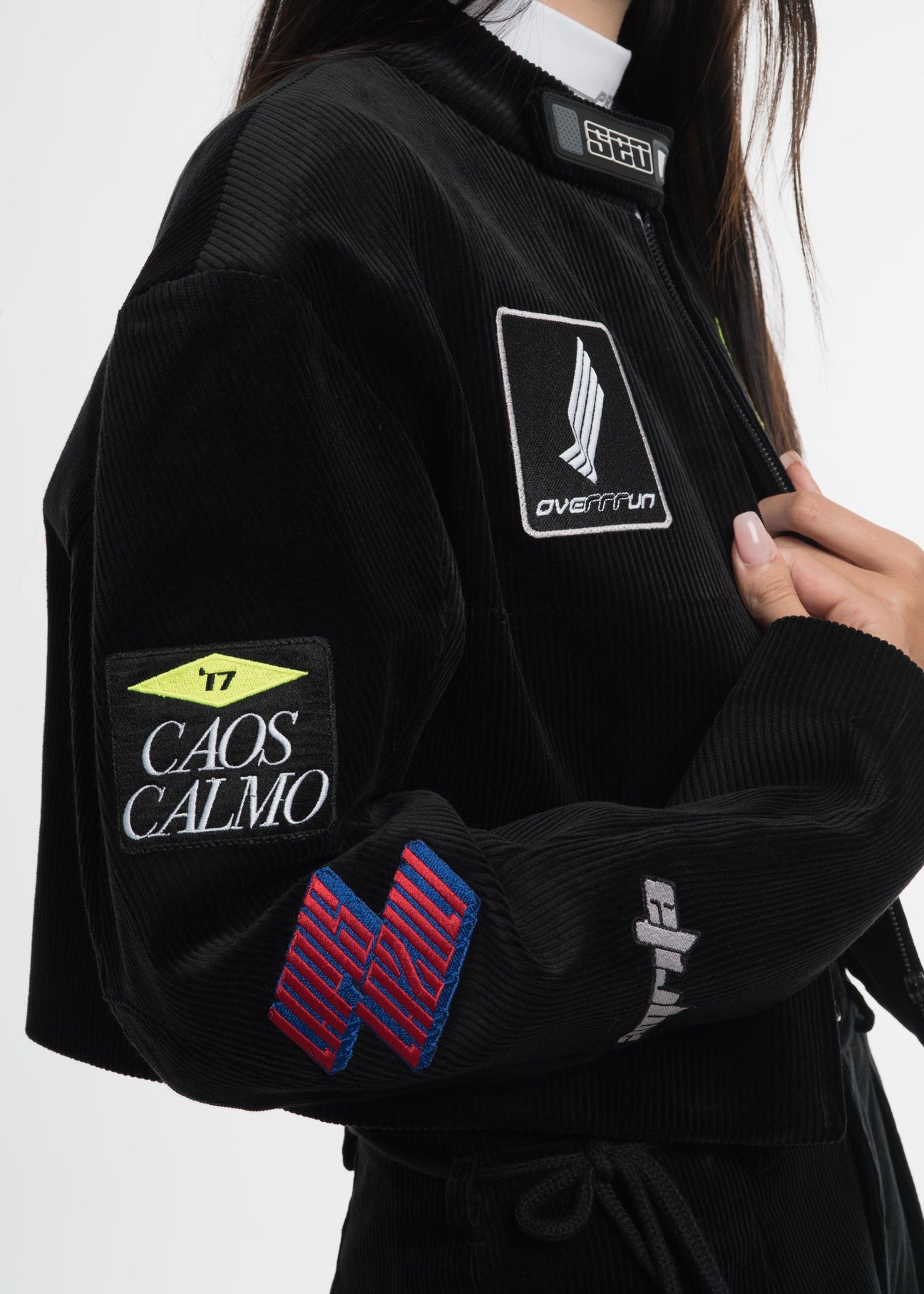 Black Embroidered Corduroy Jacket – 017 Shop