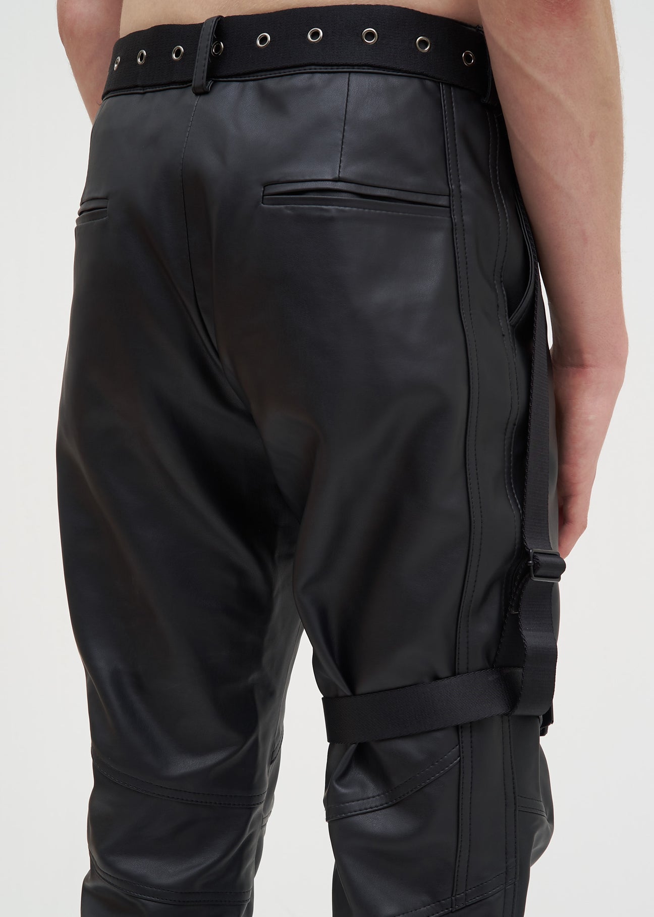 Black Faux Leather Pants w/ Garter Belt  017 Shop