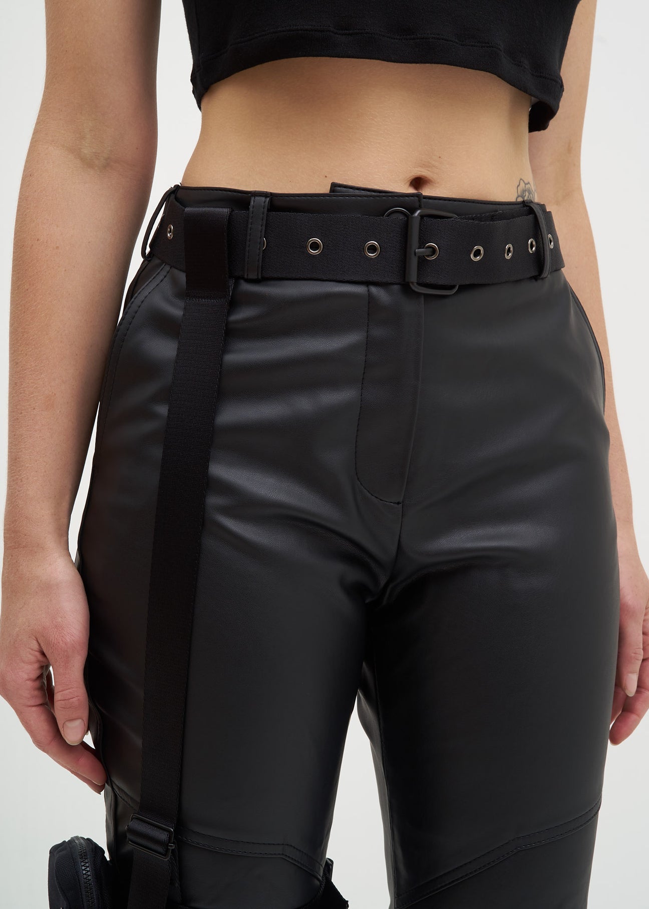 Black Faux Leather Pants w/ Garter Belt – 017 Shop