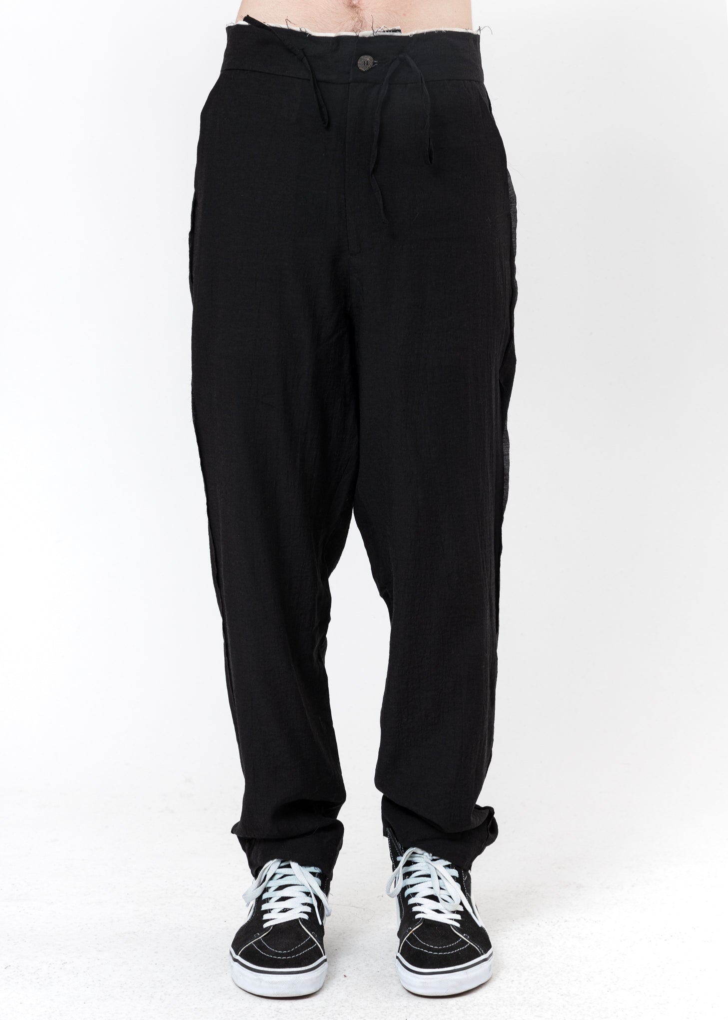 Black Relaxed Crinkled Trousers – 017 Shop