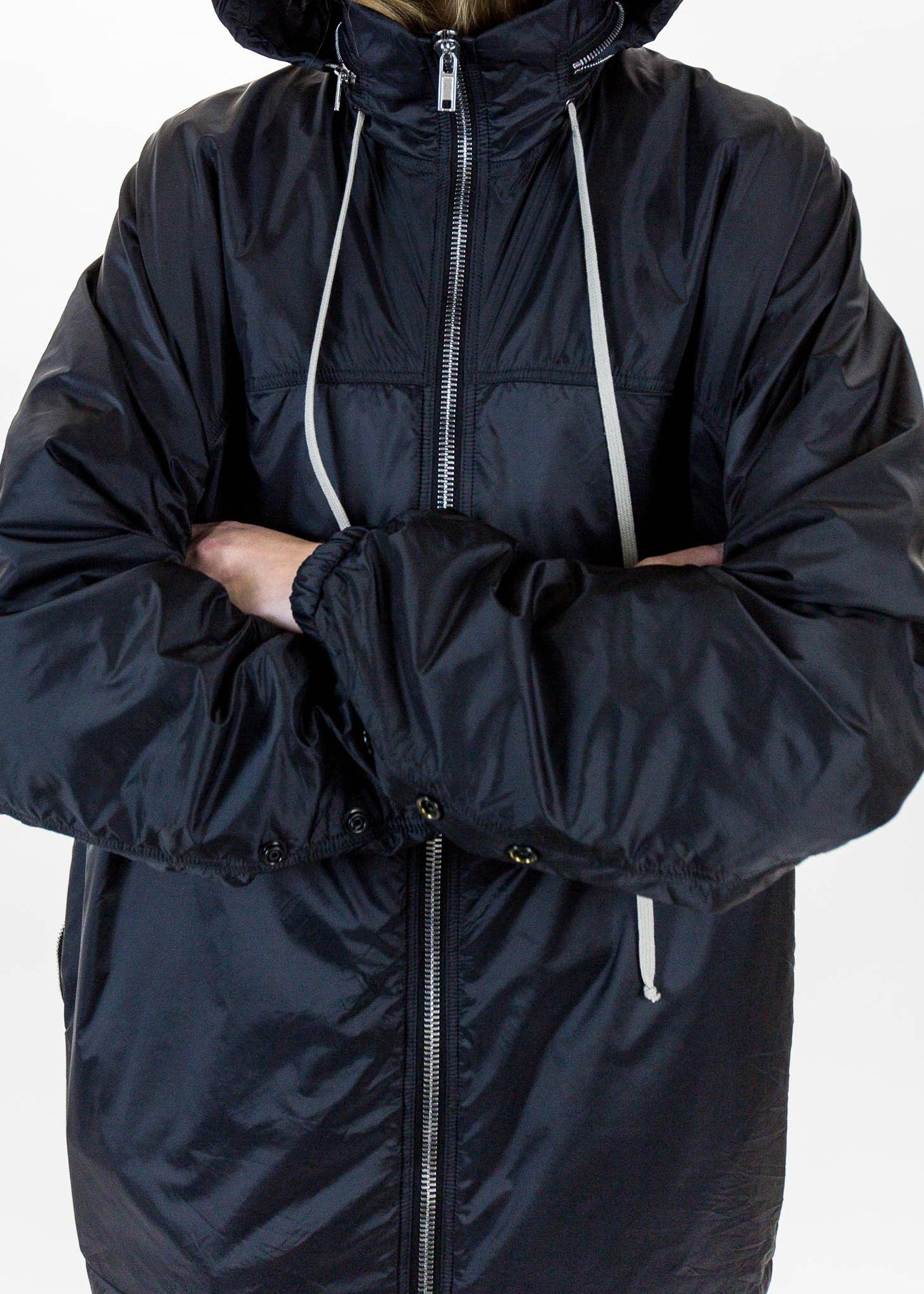 Black Oversized Nylon Windbreaker – 017 Shop