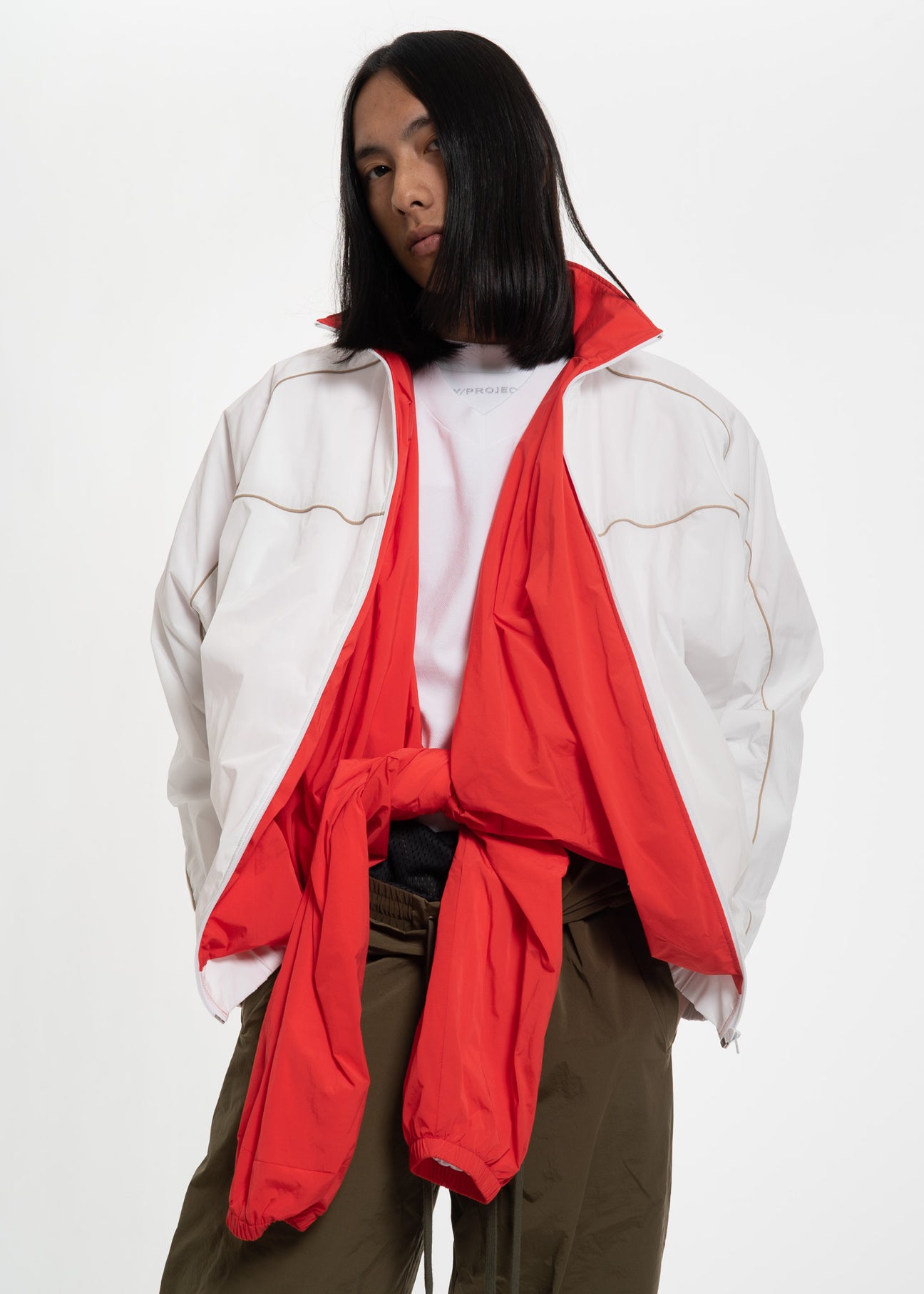 White and red track jacket hotsell