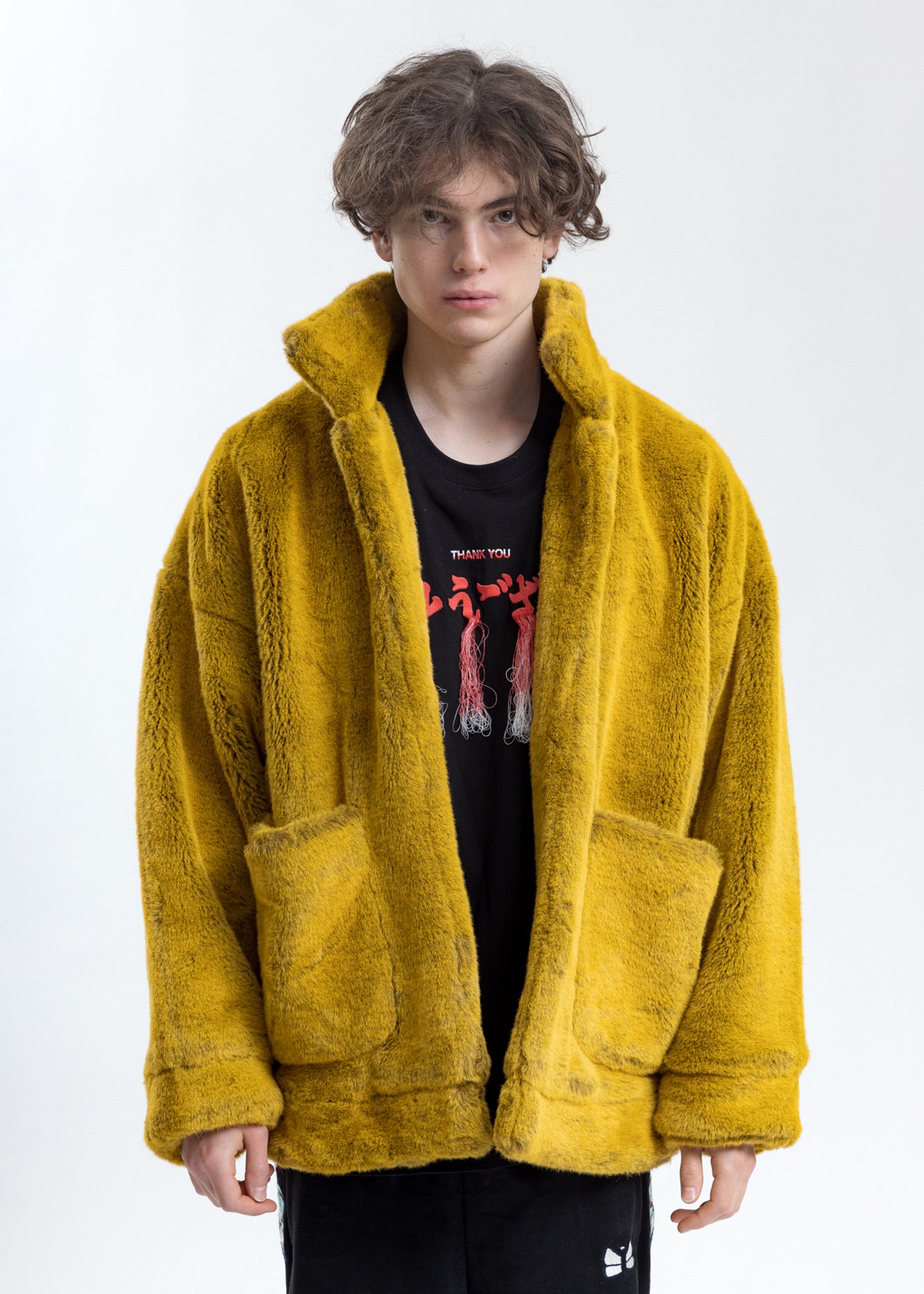 Yellow Hand-Painted Fur Jacket – 017 Shop