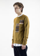 cmmn swdn mens mustard Noah Sweatshirt with Felt Detail